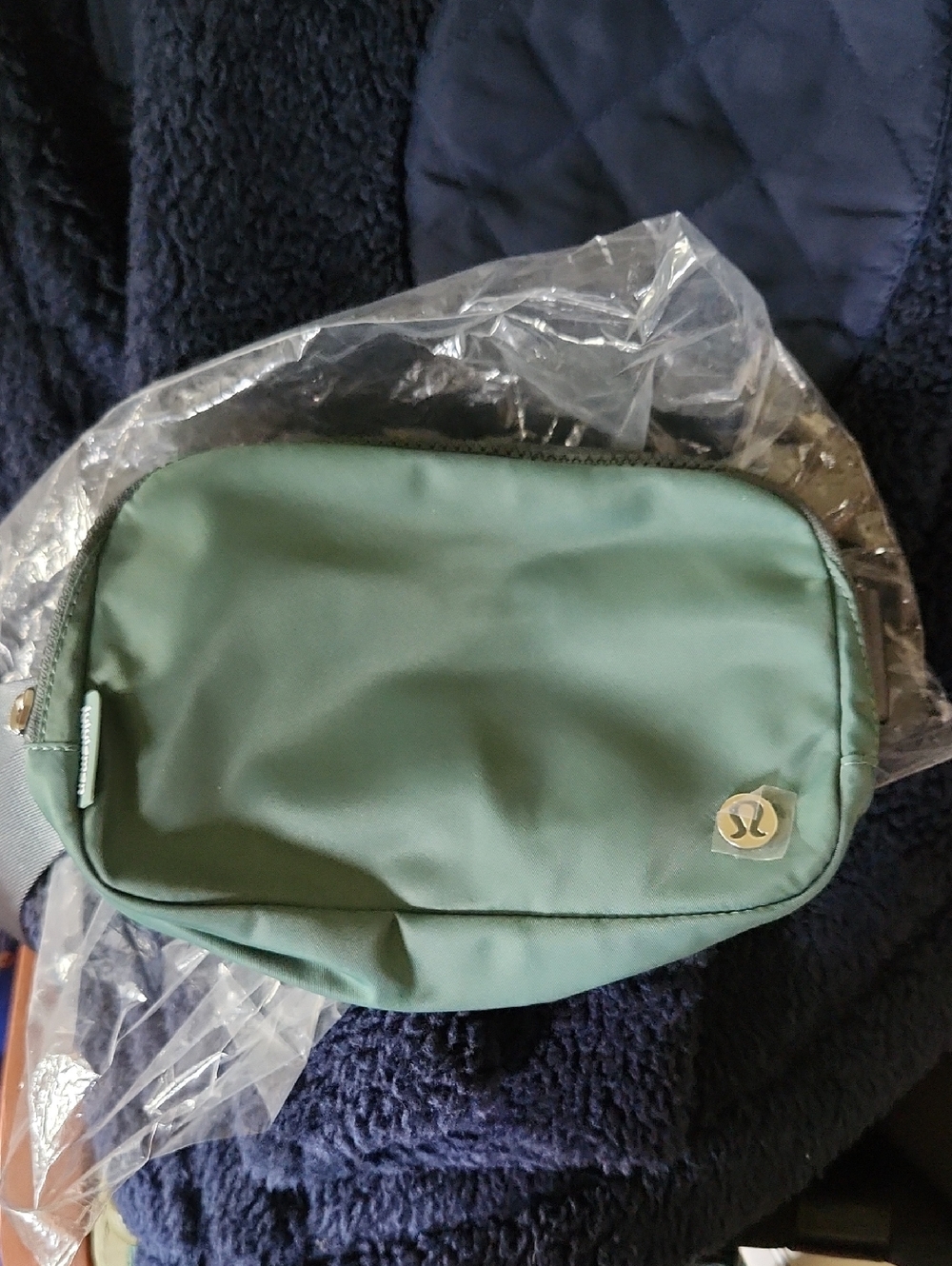 lululemon dark green zip pouch with silver hardware